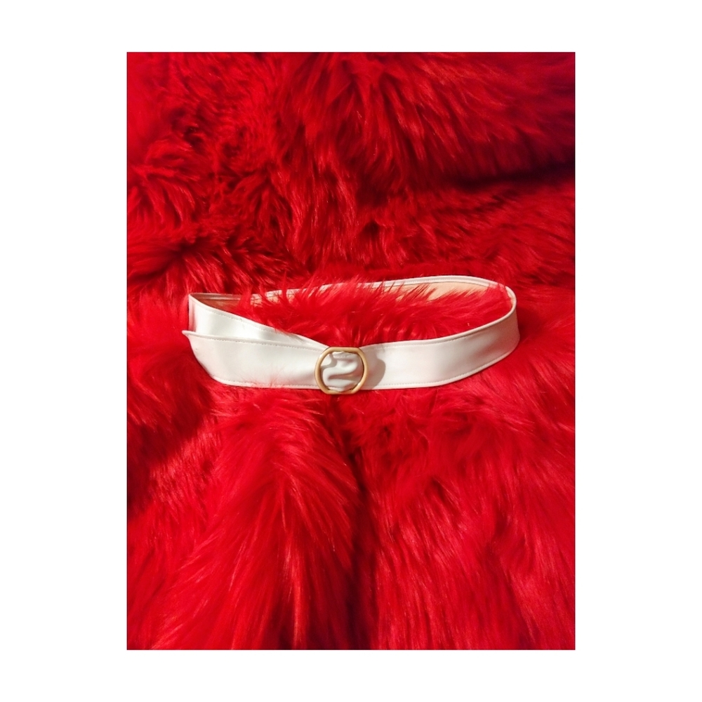Vintage White leather scrunch belt